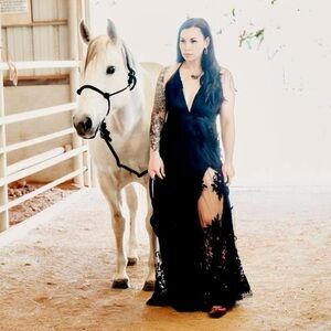 X back black maxi dress